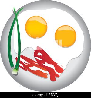 Spiegeleier mit Speck und Zwiebeln Stock Vektor