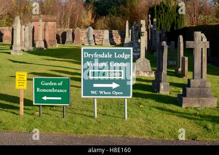 Dryfesdale Lodge unterschreiben - die Katastrophe von Lockerbie Stockfoto