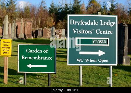 Dryfesdale Lodge unterschreiben - die Katastrophe von Lockerbie Stockfoto