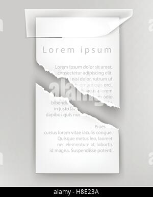 zerrissenes Papier auf einem hellen Hintergrund Stock Vektor