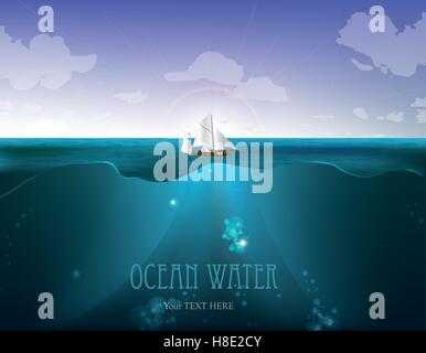 Illustraiton von Unterwasser Hintergrund mit Lichtstrahlen Stock Vektor
