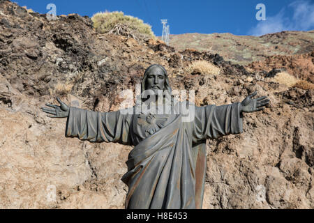 Jesus Christus-Statue an der Basis der Teide-Seilbahn Stockfoto