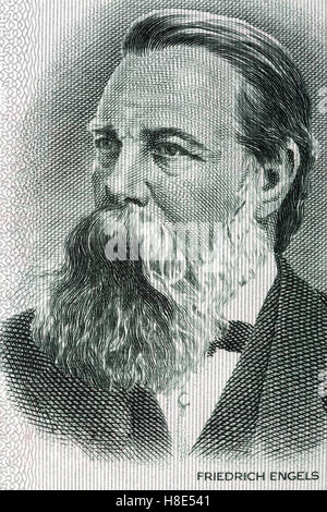 Porträt von Friedrich Engels aus alten deutschen Geld Stockfoto