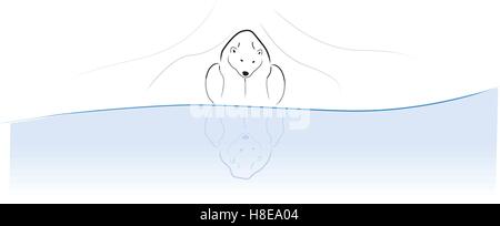 Vektor-Illustration eines Eisbären blickte in Reflexion. Stock Vektor