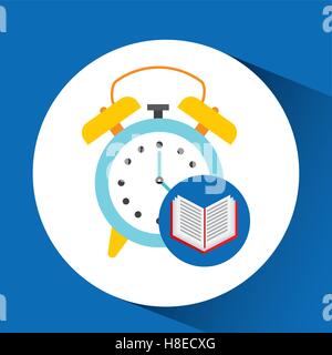 Buch Schule offen und Clock Vektor Illustration Eps 10 Stock Vektor