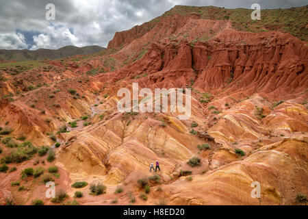 Blick auf die Skazka / "Fairy Tale" Canyon, am Südufer des Issyk-Kul, ca. 4 km vom Dorf Tosor - Kirgisistan Stockfoto