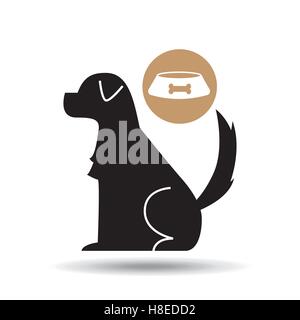 Silhouette Hund Teller Essen Symbol Vektor Illustration Eps 10 Stock Vektor
