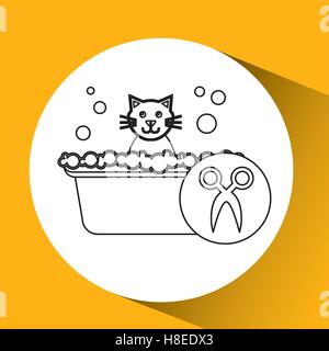 Katze Bad styling Haustier Symbol Vektor Illustration Eps 10 Stock Vektor