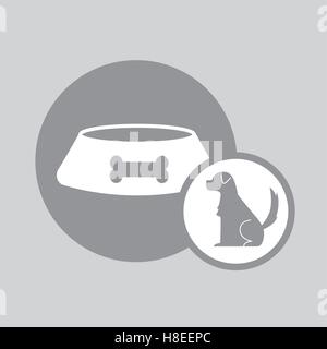 Silhouette Hund Teller Essen Symbol Vektor Illustration Eps 10 Stock Vektor