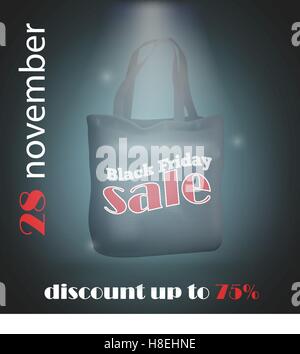 Eco-Stofftasche mit mit der Bezeichnung Black Friday Verkauf. Stock Vektor