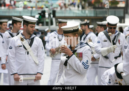 Royal Australian Navy Band in den Gedenktag Waffenstillstand Dienst in Martin Platz Sydney am 11. November 2016 Stockfoto