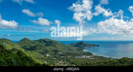 Panoramablick vom höchsten Gipfel auf der Insel Koh Tao, Thailand, Südostasien, Asien Stockfoto