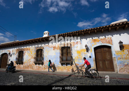 Typische Straße, Antigua, UNESCO World Heritage Site, Guatemala, Mittelamerika Stockfoto