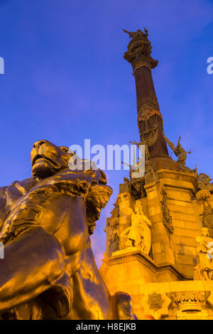 Mirador de Colón (Kolumbus-Denkmal), Barcelona, Katalonien, Spanien, Europa Stockfoto