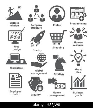 Business Management Symbole auf weiß. 29 zu packen. Stock Vektor