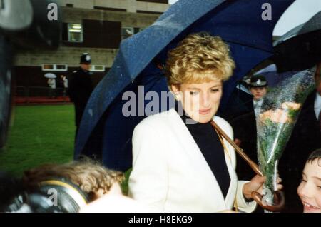 Seine königliche Hoheit Diana The Princess of Wales besucht Preston Januar 1993 Stockfoto