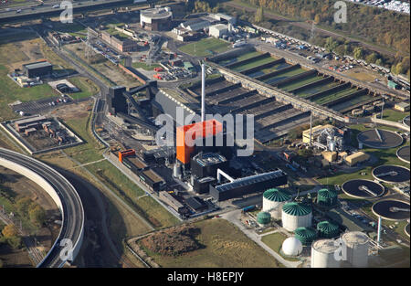 Luftaufnahme des erneuerbare Energieanlage Blackburn Wiesen laufen von Eon in Rotherham, South Yorkshire, Großbritannien Stockfoto