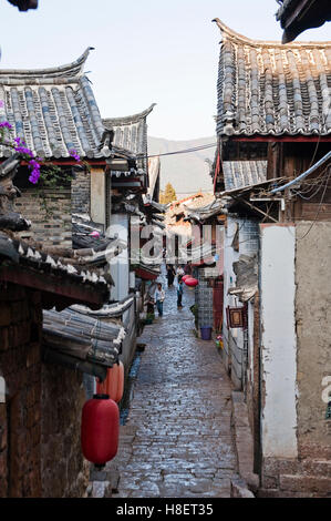 Gasse in Lijiang, Yunnan, China, Asien Stockfoto