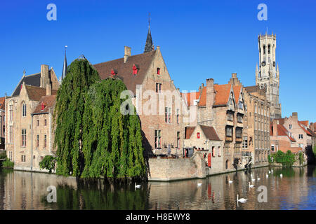 Der Groenerei-Canal (am meisten fotografierten Ansicht) in Brügge, Belgien Stockfoto