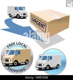 Lieferwagen mit dringenden Box, lokale versandkostenfrei, schnelle Lieferung Stock Vektor