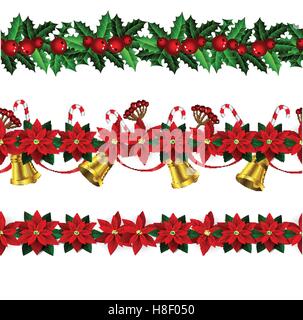Satz von n nahtlose Weihnachten Grenzen Stock Vektor