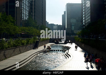 Cheonggyecheon Stream in Seoul, Südkorea im Sommer Stockfoto