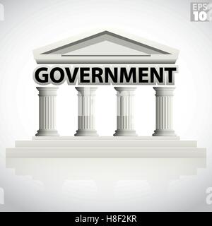 Regierungsgebäude Symbol mit griechischen Säulen und Spitzen Giebel Stock Vektor