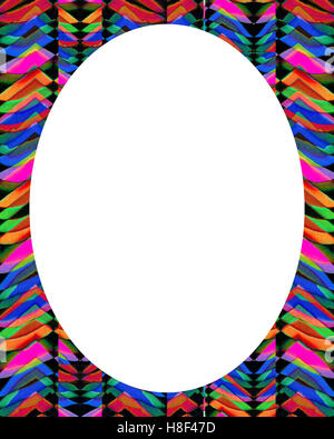 Weißer Kreis Rahmenhintergrund mit verzierten Design Grenzen Stockfoto