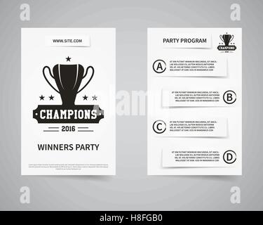 US-amerikanischer American-Football Champions zurück und vorderen Flyer Template-Design. USA-Sport Marke Identität Briefkopf. Party Poster und Broschüre mit Typografie und Emblem, Logo-Vorlage. Vektor-illustration Stock Vektor