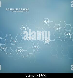 Struktur-Molekül der DNA und Neuronen. Strukturelle Atom. Chemische Verbindungen. Medizin, Wissenschaft, Technologie-Konzept. Geometrischen abstrakten Hintergrund. Vektor-Illustration für Ihr Design. Stock Vektor