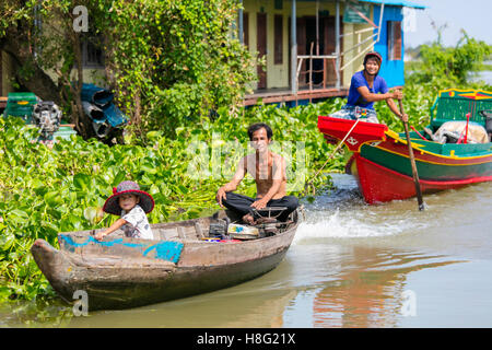 Chhnok Tru, schwimmenden Dorf, Tonle Sap See, Kambodscha Stockfoto