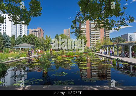 Denver, Colorado - Monet-Pool in Denver Botanic Gardens. Stockfoto