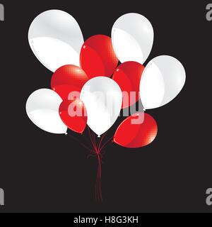 Luftballons, rote Luftballons, weiße Luftballons, Geburtstag, Feier, bunte, Tag, Dekor, Dekoration, glücklich, Feiertag, Ikone, Kunst Stock Vektor