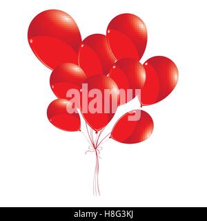 Luftballons, rote Luftballons, Geburtstag, Feier, bunte, Tag, Dekor, Dekoration, glücklich, Urlaub, Symbol, Kunst, Illustration Stock Vektor