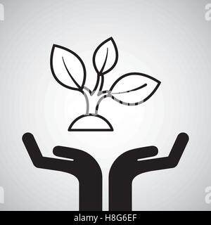 Silhouette, die umweltfreundliche Anlage Vektor Illustration Eps 10 Hände Stock Vektor