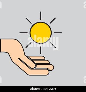 Hände Pflege Sonne Erwärmung Global Design Vektor Illustration Eps 10 Stock Vektor