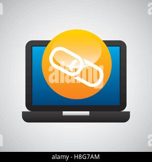 Laptop-Symbol Kette Link social-Media Vektor Illustration Eps 10 Stock Vektor