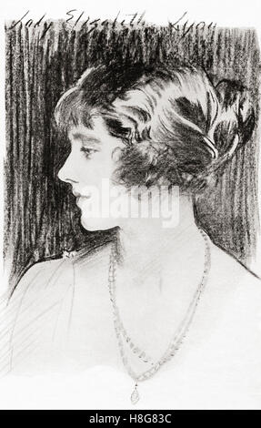 Elizabeth Angela Marguerite Bowes-Lyon, 1900 –2002.   Zukunft Königin Elizabeth, die Königinmutter und Mutter von Königin Elizabeth II.  Nach der Zeichnung von John Singer Sargent. Stockfoto