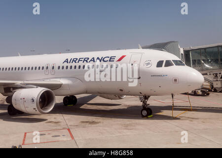 Air France Airbus A320 am Flughafen Roissy Charles de Gaulle, Frankreich. Stockfoto