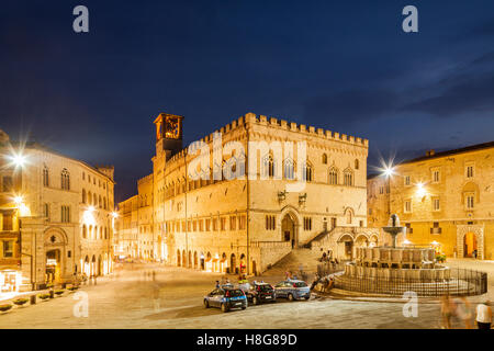 Piazza IV Novembre in Perugia, Umbrien. Stockfoto