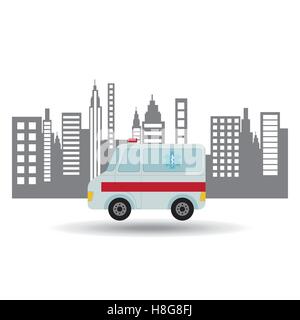 Krankenwagen Fahrzeug Stadt Hintergrund Design Vektor Illustration Eps 10 Stock Vektor