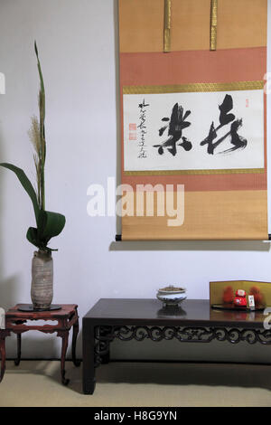 Japan, Kyoto, Tofoku-ji, Funda, buddhistische Tempel, Interieur, Blättern, Kalligraphie, Stockfoto