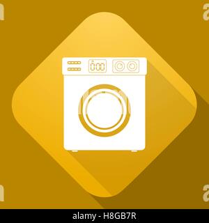 Vektor-Illustration. Vektor Icon der Waschmaschine mit einem langen Schatten Stock Vektor