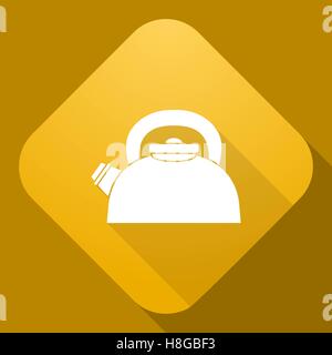 Vektor-Illustration. Vektor Icon des Kessels mit einem langen Schatten Stock Vektor
