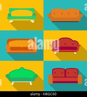 Icon Set von Sofas. Modern, flach mit einen langen Schatten Stock Vektor