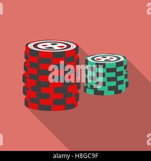 Casino-Chips-Symbol. Modern, flach mit einen langen Schatten Stock Vektor