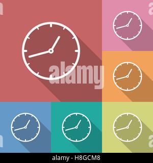 Symbol der Uhr. Flachen Stil. Lange Schatten Stock Vektor