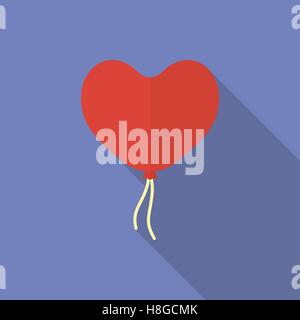 Ikone der herzförmigen Ballon. Flachen Stil Stock Vektor