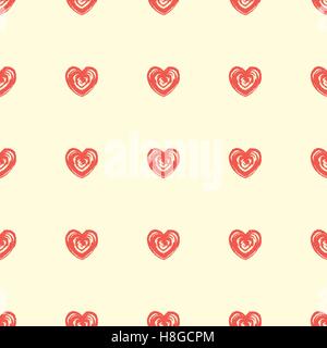 Nahtlose Muster von Herzen. Grunge, handgezeichneten Stil Stock Vektor
