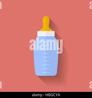 Ikone der Babyflasche. Flachen Stil. Vektor-Illustration Stock Vektor